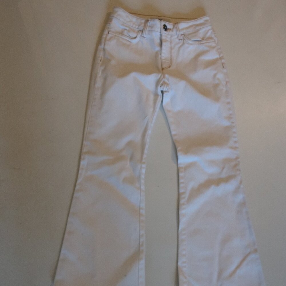 Womens Shaft White Raw Hem Denim Flared Jeans 27 *
